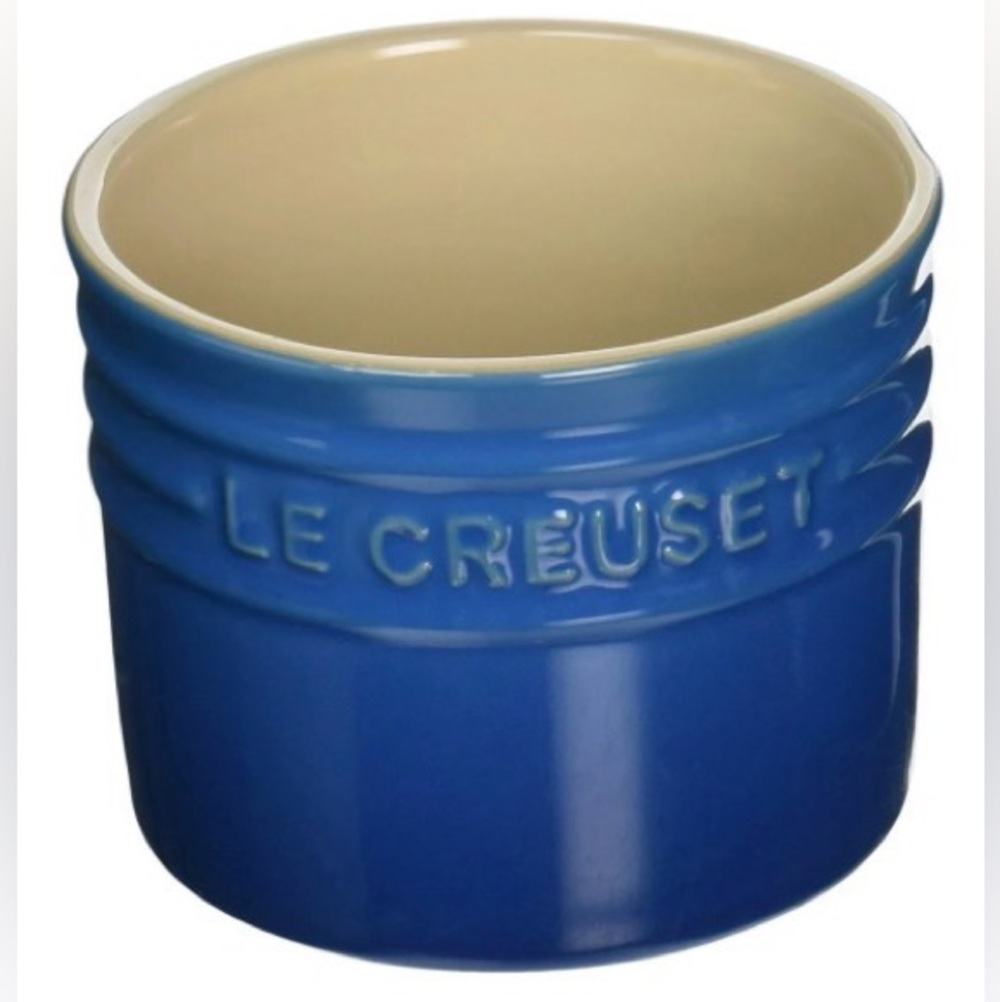 Le Creuset small blue ceramic pot